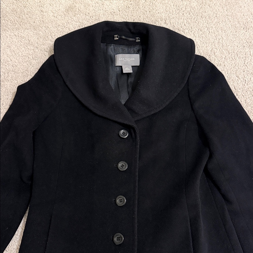 Ann Taylor Petite Wool &  Agora Coat | Size 4P | Black - Picture 5 of 9